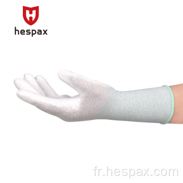 Gants de protection de la main en gros de HESPAX 13G Polyester PU